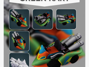 Green kart Low-poly 3D Model