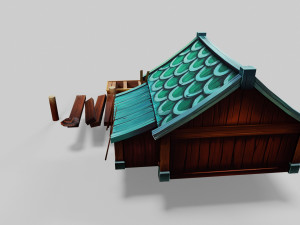 Wooden Hut Low-poly 3D Model