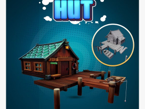 Wooden Hut Low-poly 3D मॉडल