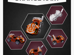 Orange kart Low-poly 3D Model