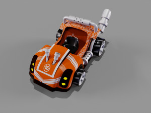 Orange kart Low-poly Modelo 3D