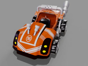 Orange kart Low-poly 3D Model