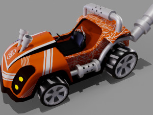 Orange kart Low-poly Modelo 3D
