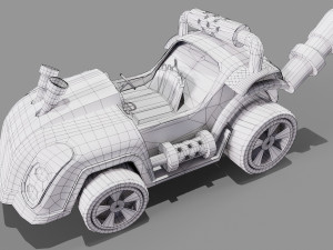 Orange kart Low-poly Modelo 3D