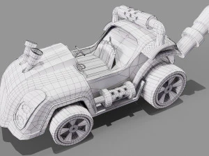 Orange kart Low-poly 3D Model