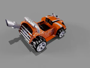 Orange kart Low-poly 3D Model