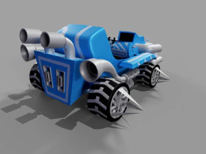 Blue Kart Low-poly 3D Model