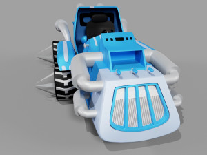 Blue Kart Low-poly Modèle 3D