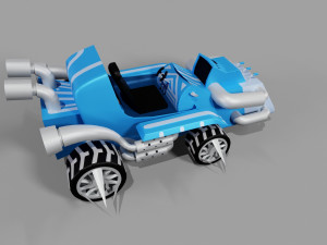Blue Kart Low-poly Modèle 3D