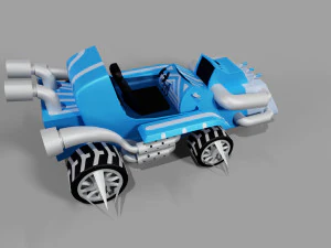 Blue Kart Low-poly 3D Model