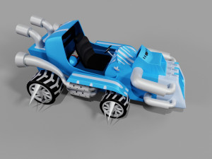 Blue Kart Low-poly Modèle 3D