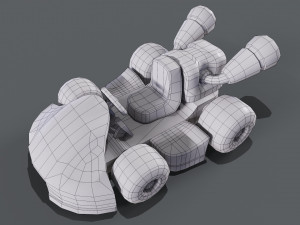 Blue Kart Low-poly Modèle 3D