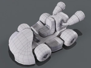 Blue Kart Low-poly 3D Model