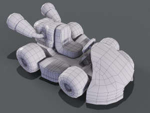 Blue Kart Low-poly Modèle 3D