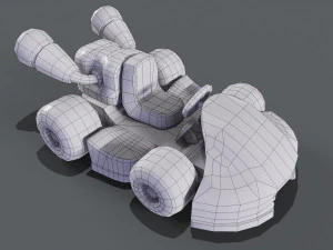 Blue Kart Low-poly 3D Model