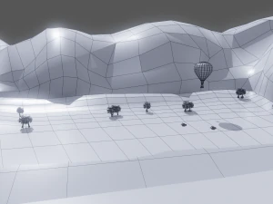 Air balloon Low-poly 3D Model