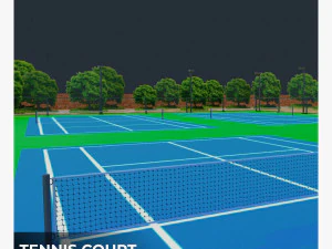 Tennis court Low-poly 3D Model