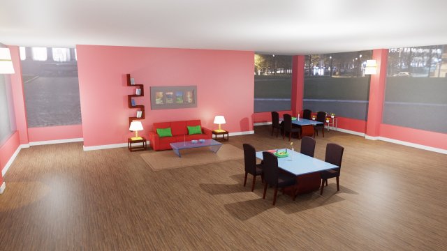 Living room Low-poly 3D 模型 .c4d .max .obj .3ds .fbx .stl .blend 