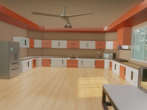 Kitchen and dining area Low-poly Modelo 3D