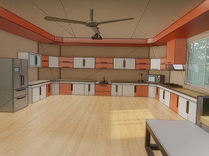 Kitchen and dining area Low-poly Modelo 3D