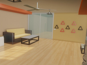 Kitchen and dining area Low-poly Modelo 3D