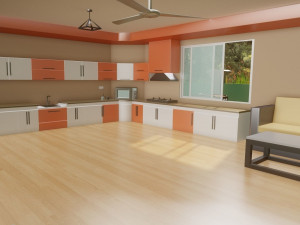 Kitchen and dining area Low-poly Modelo 3D