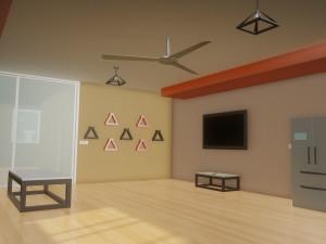 Kitchen and dining area Low-poly Modelo 3D