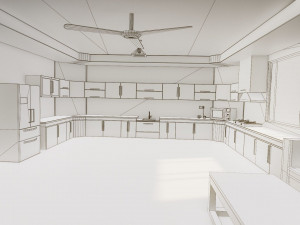Kitchen and dining area Low-poly Modelo 3D