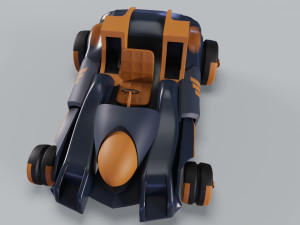 Golden Kart Low-poly 3D Model