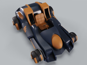 Golden Kart Low-poly 3D Model