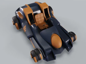 Golden Kart Low-poly 3D Model