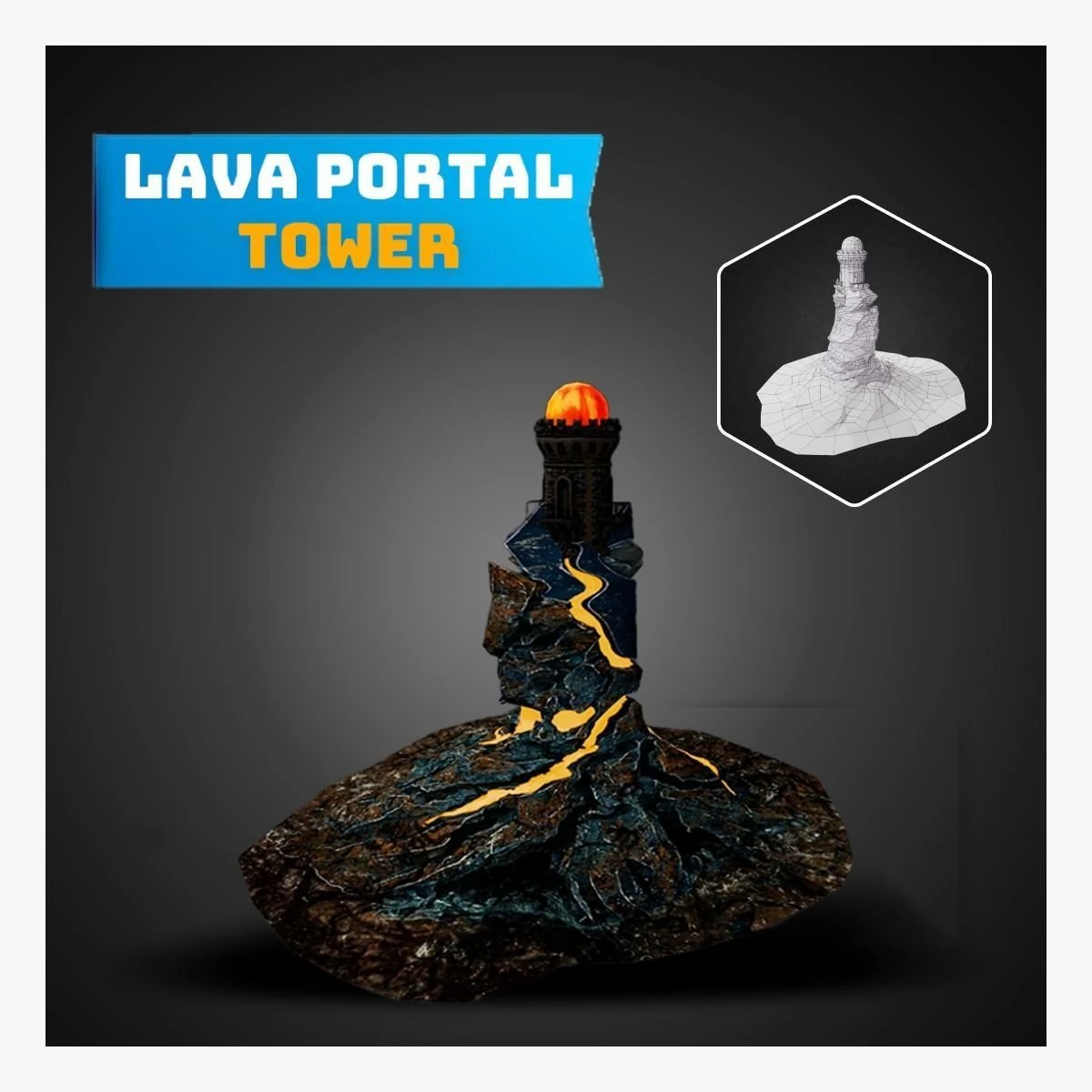Lava Portal Tower Low-poly 3D Model .c4d .max .obj .3ds .fbx .stl .blend