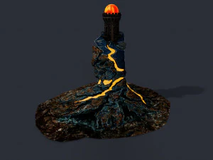 Lava Portal Tower Low-poly 3D Model