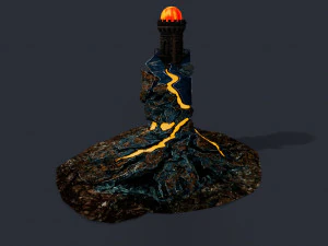 Lava Portal Tower Low-poly 3D Model