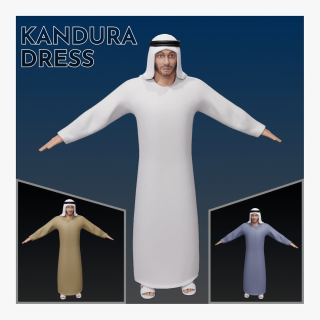 Kandura dress male 3Dモデル .c4d .max .obj .3ds .fbx .stl .blend 