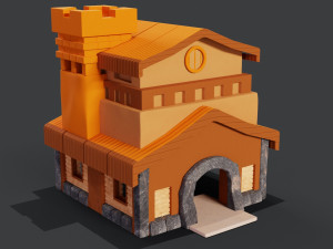 Town hall orange 3D 3D Model
