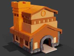 Town hall orange 3D 3D Model