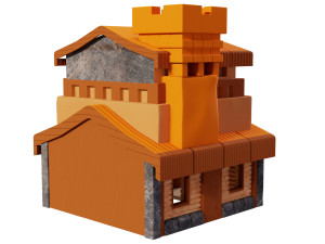 Town hall orange 3D 3D Model