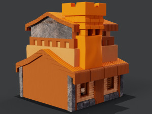 Town hall orange 3D 3D Model