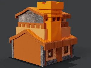 Town hall orange 3D 3D Model