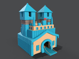 Town hall blue 3D 3D Model