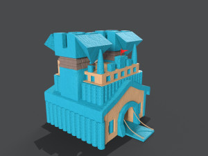 Town hall blue 3D 3D Model