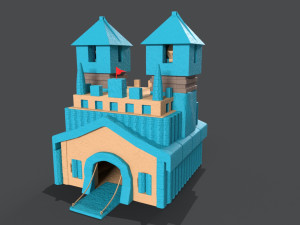 Town hall blue 3D 3D Model