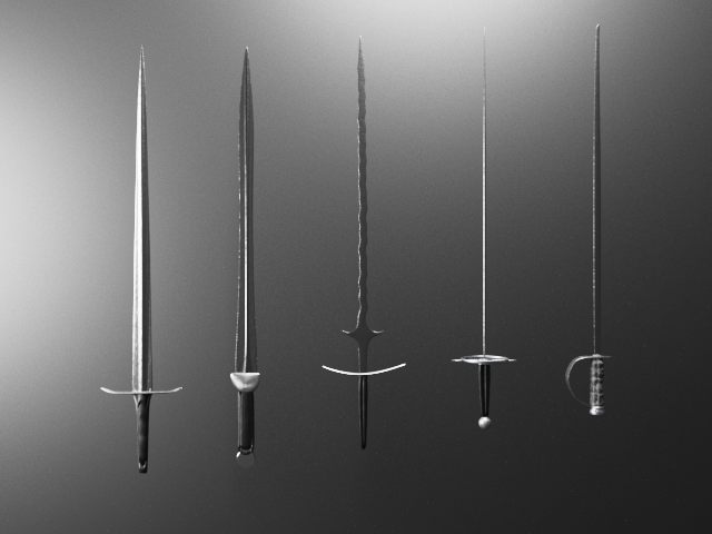 European swords collection 3D Model .c4d .max .obj .3ds .fbx .stl .blend 