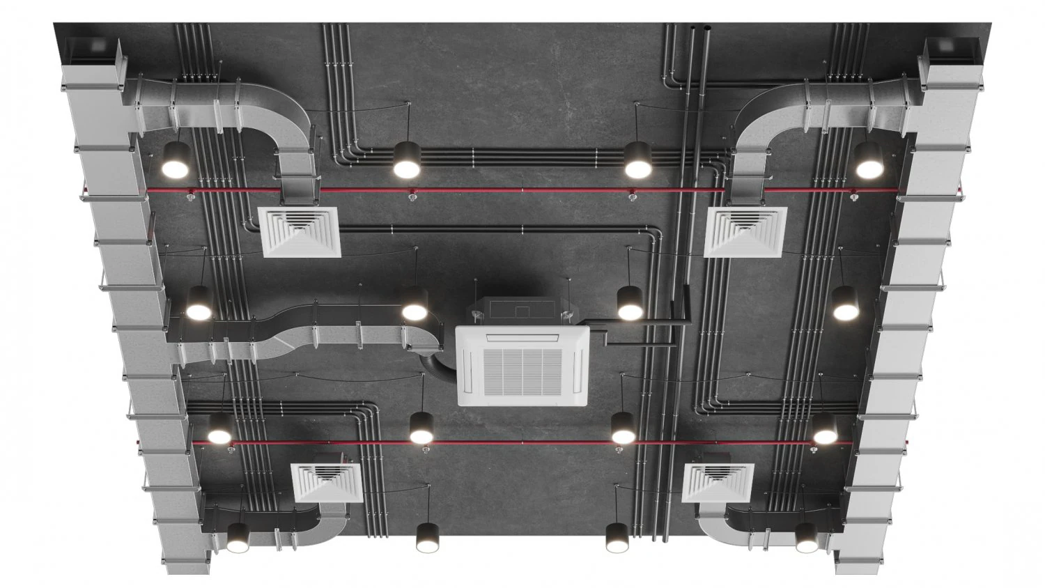 Ventilation system set 01 3D Model .c4d .max .obj .3ds .fbx .stl .blend 