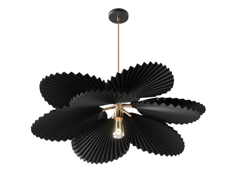 Brown Pleated Flower Palm Leaf Pendant Light 3D Model