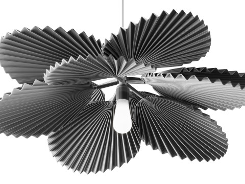 Brown Pleated Flower Palm Leaf Pendant Light 3D Model