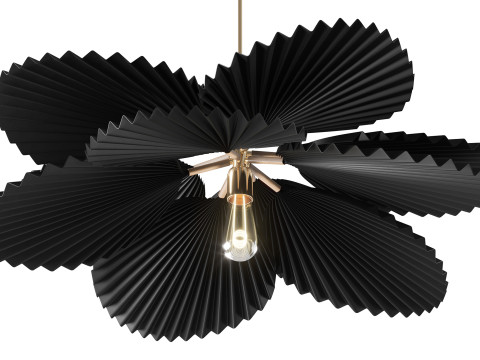 Brown Pleated Flower Palm Leaf Pendant Light 3D Model