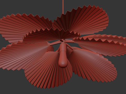 Brown Pleated Flower Palm Leaf Pendant Light 3D Model