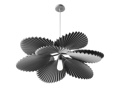 Brown Pleated Flower Palm Leaf Pendant Light 3D Model